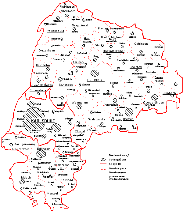 Stadt- und Landkarte Karlsruhe