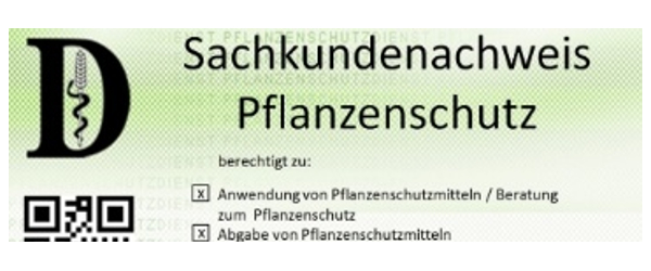 Muster (Ausschnitt) Sachkundeausweis Pflanzenschutz